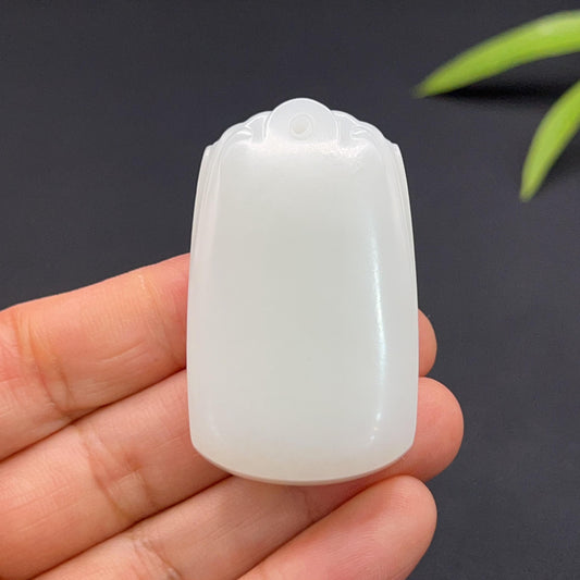 和田玉羊脂白玉平安无事牌玉牌（39.0g）