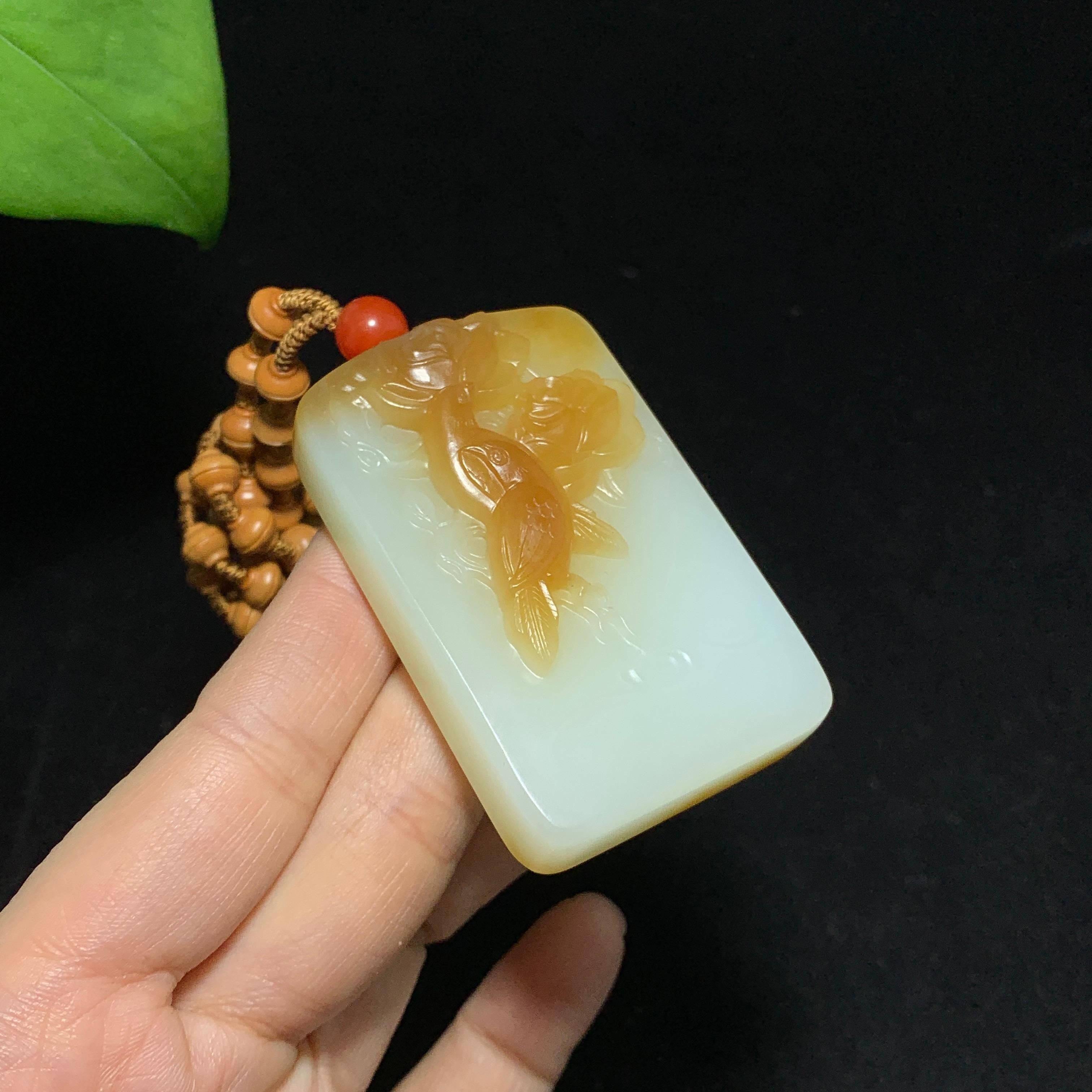 收藏级新疆且末金山矿糖玉花开富贵挂件（80.0g）