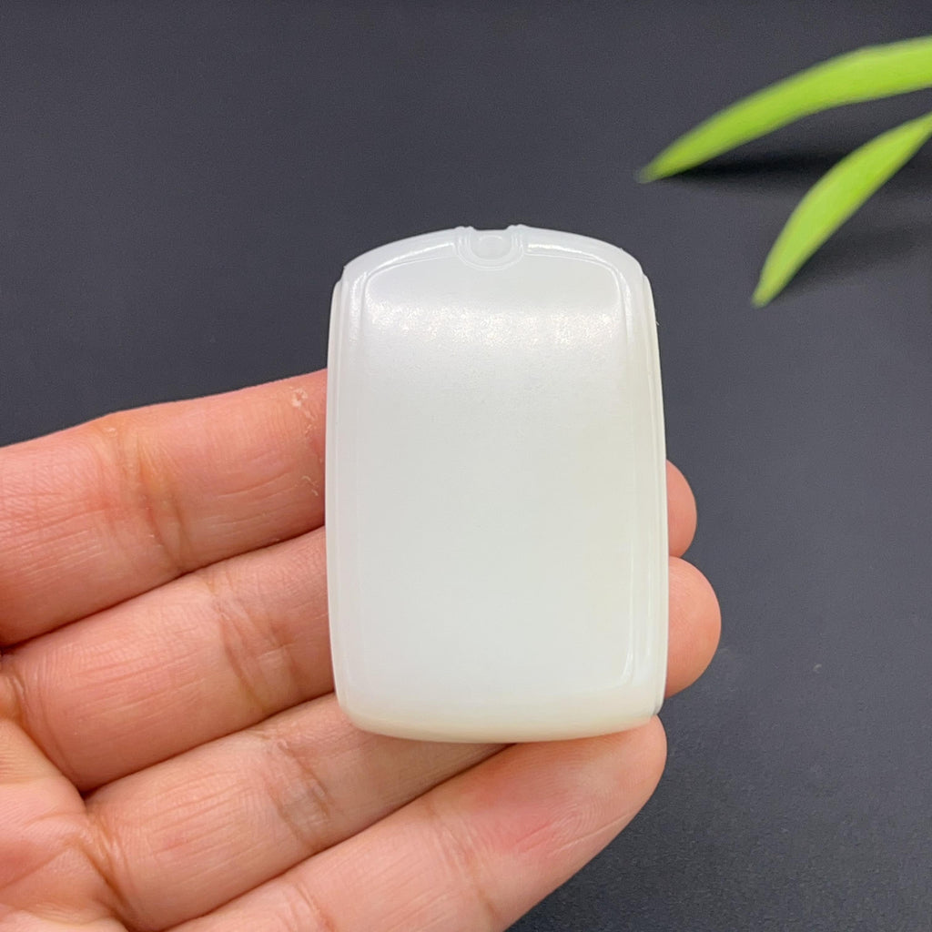 和田玉羊脂白玉平安无事牌玉牌（58.4g）