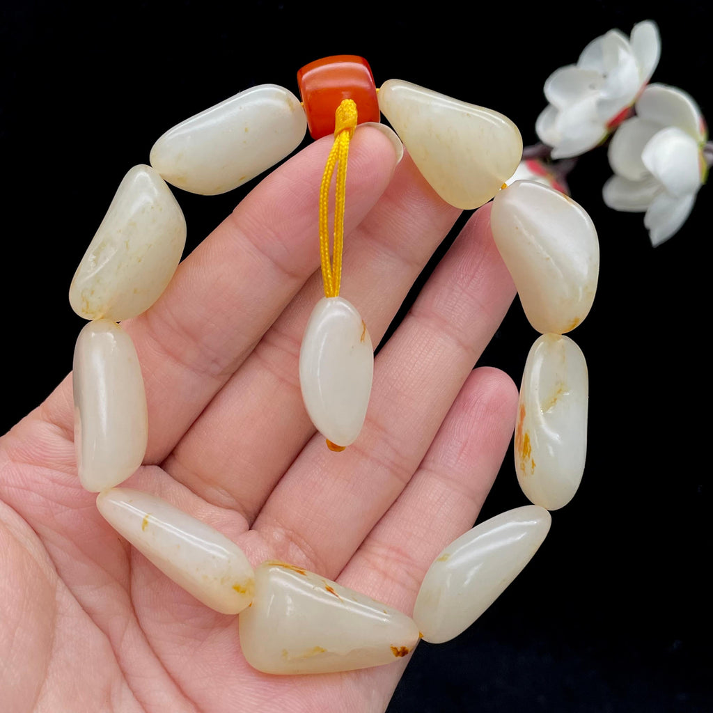 和田玉洒金皮籽料【精品手串】（54.3g）