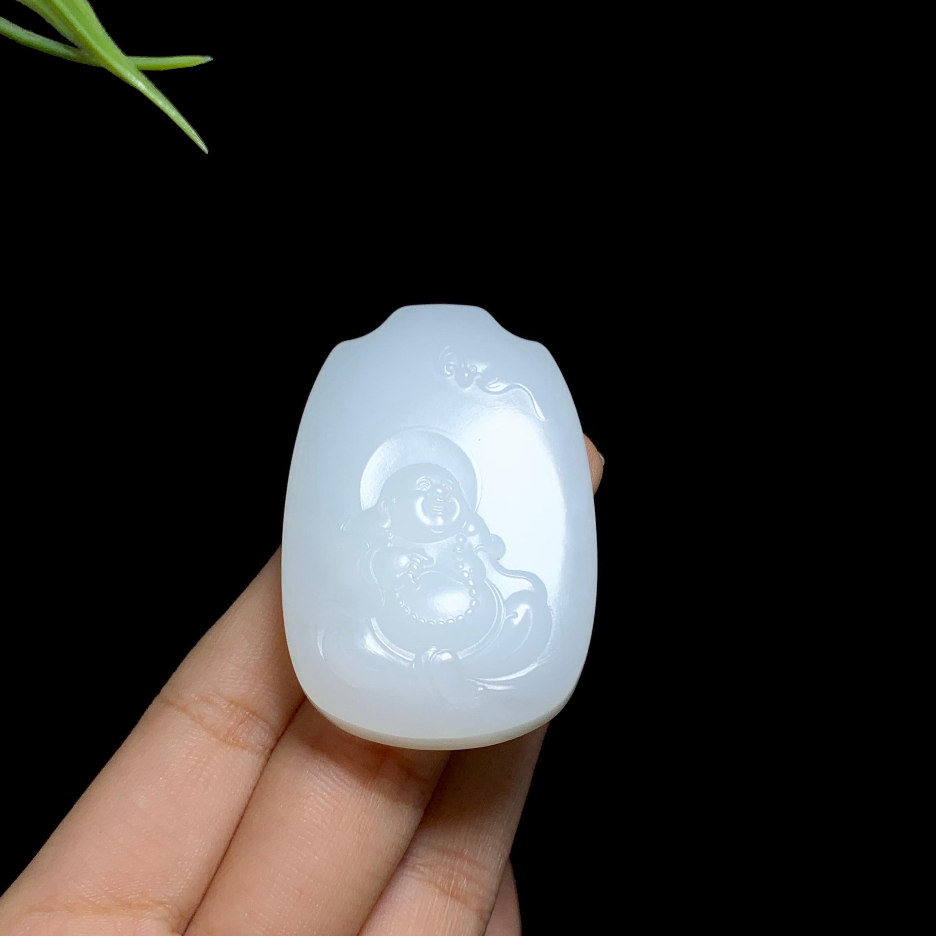 和田羊脂白玉弥勒佛挂件（44.7g）