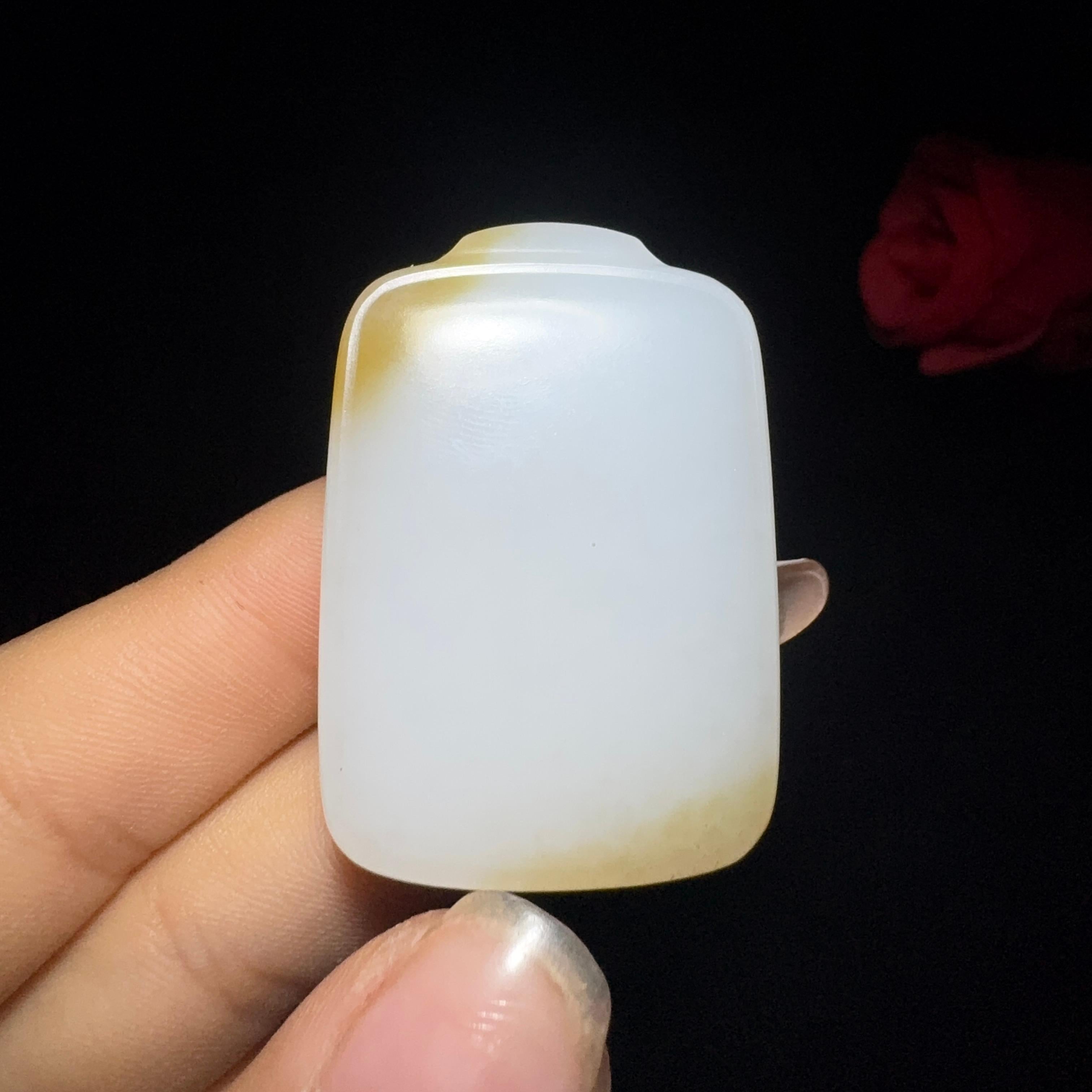 和田玉糖白玉平安无事牌（28.3g）
