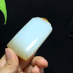 收藏级新疆且末糖白玉无事牌（98.7g）