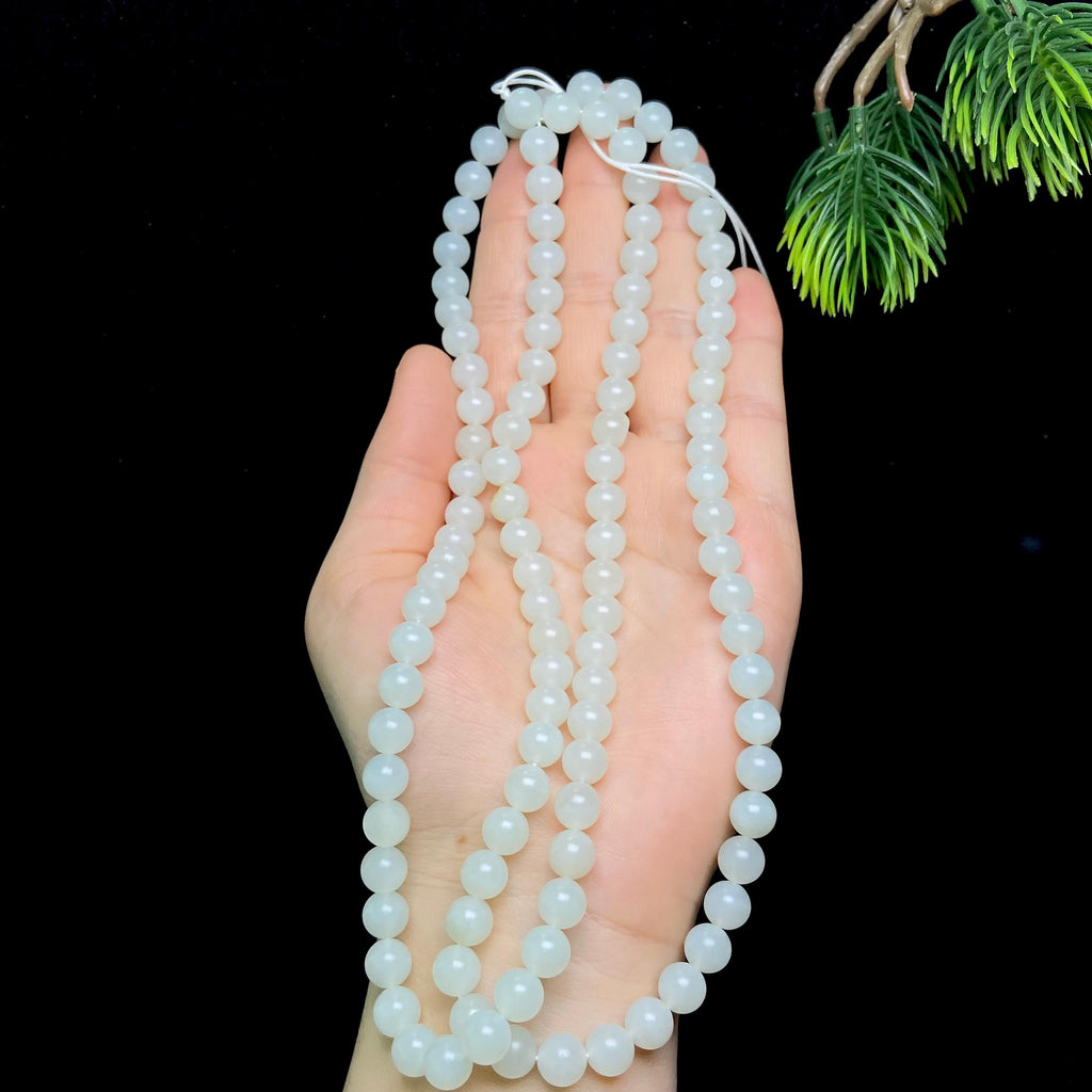 和田玉籽料圆珠项链（88.0g）