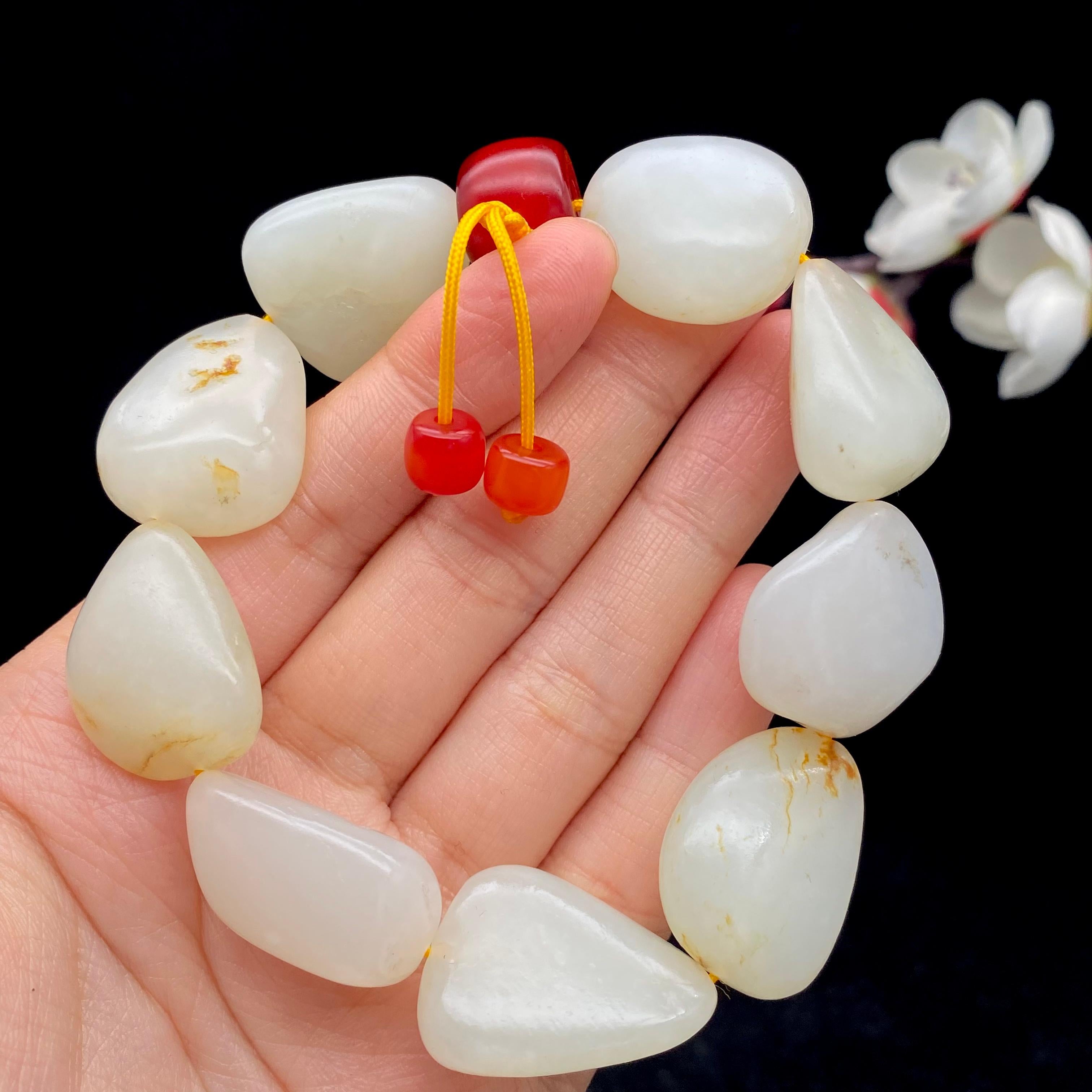 和田玉洒金皮籽料【精品手串】（76.3g）