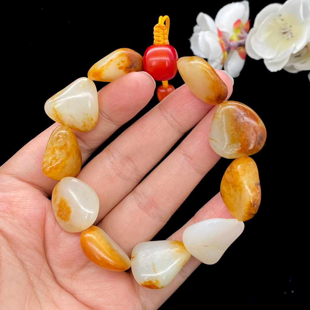 和田玉聚黄皮籽料【精品手串】（57.9g）