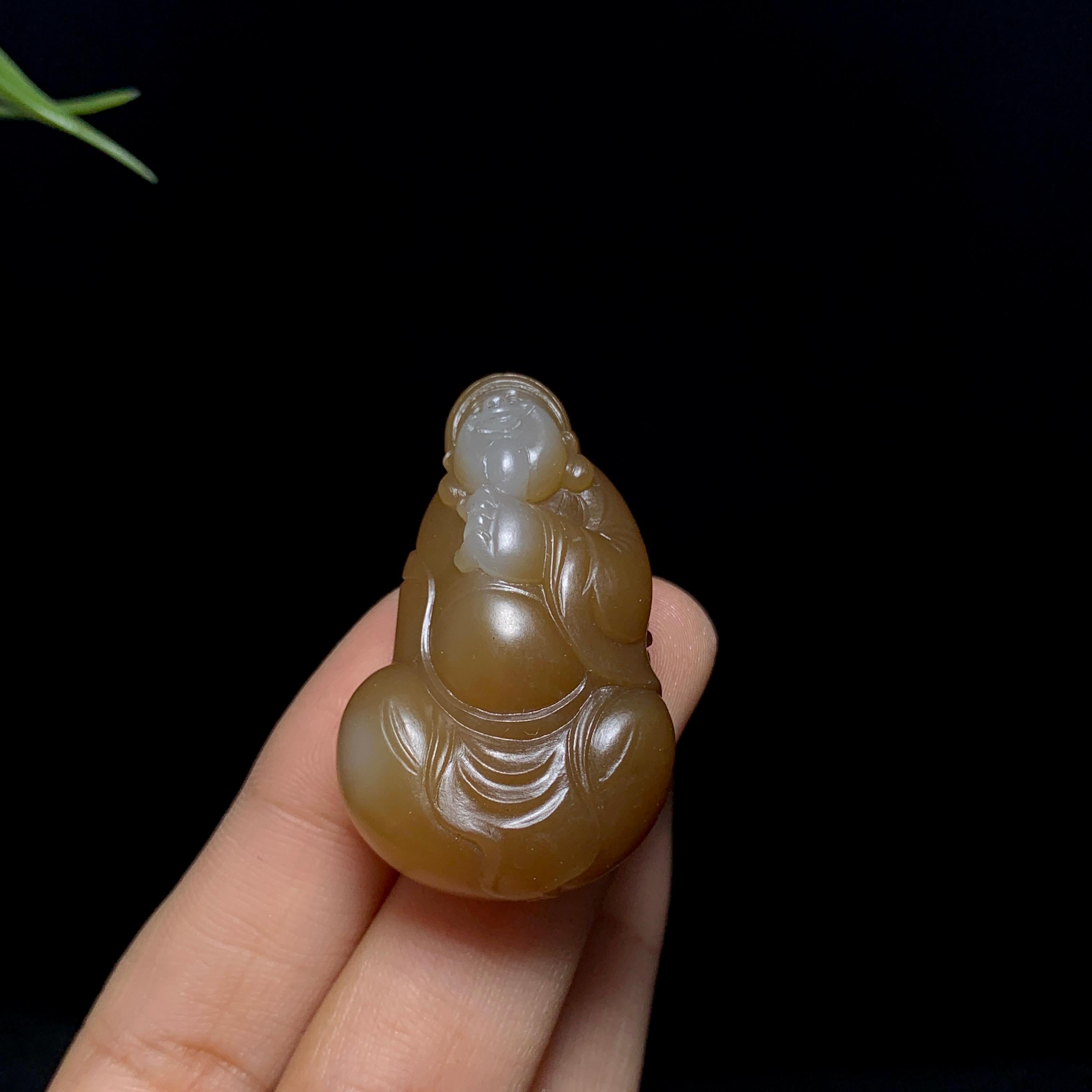 和田糖白玉财神吊坠（18.7g）