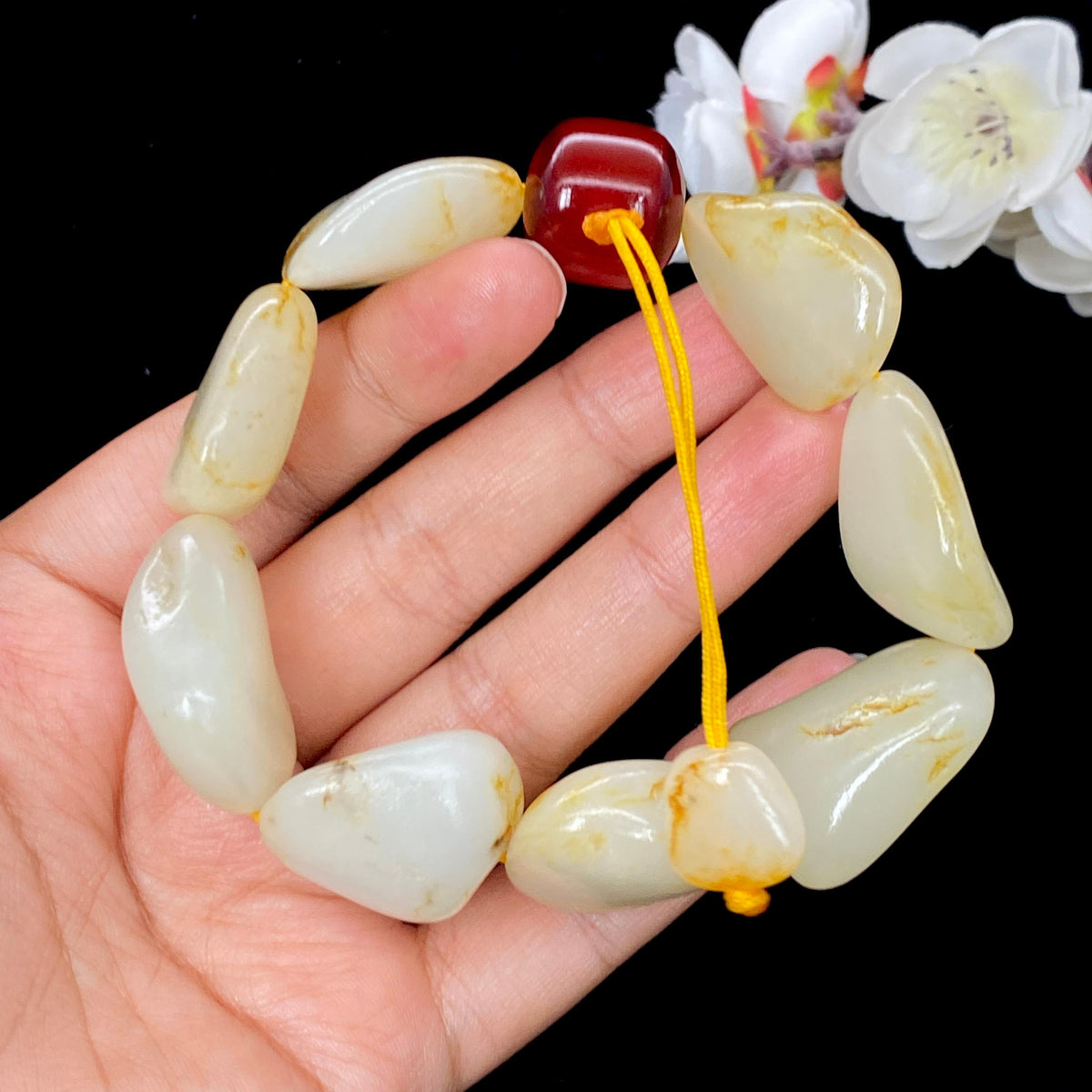和田玉洒金皮籽料【精品手串】（92.1g）