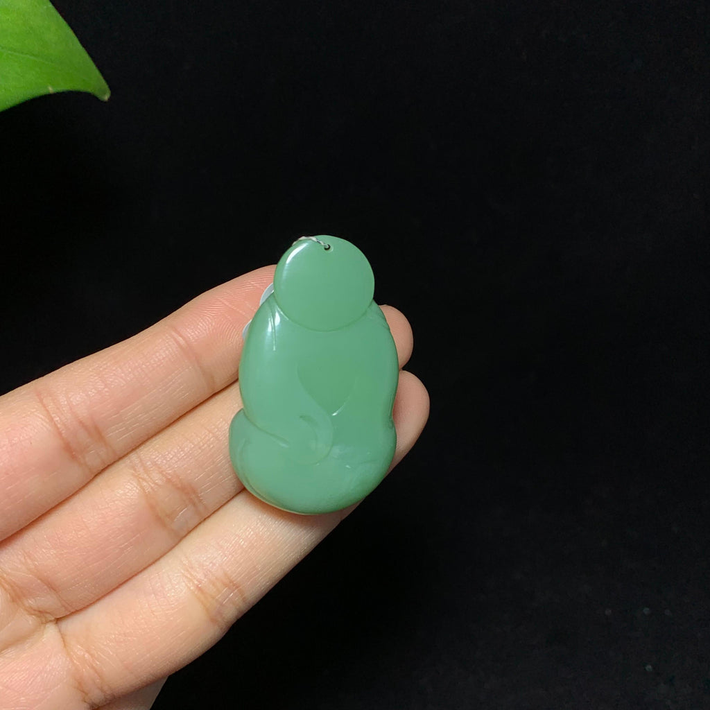 高品质碧玉粉青猫眼佛公挂件（19.3g）