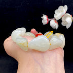 和田玉白玉带洒金皮籽料【精品手串】（65.3g）