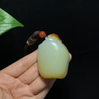 收藏级和田洒金皮籽料龙龟手把件（84.7g）