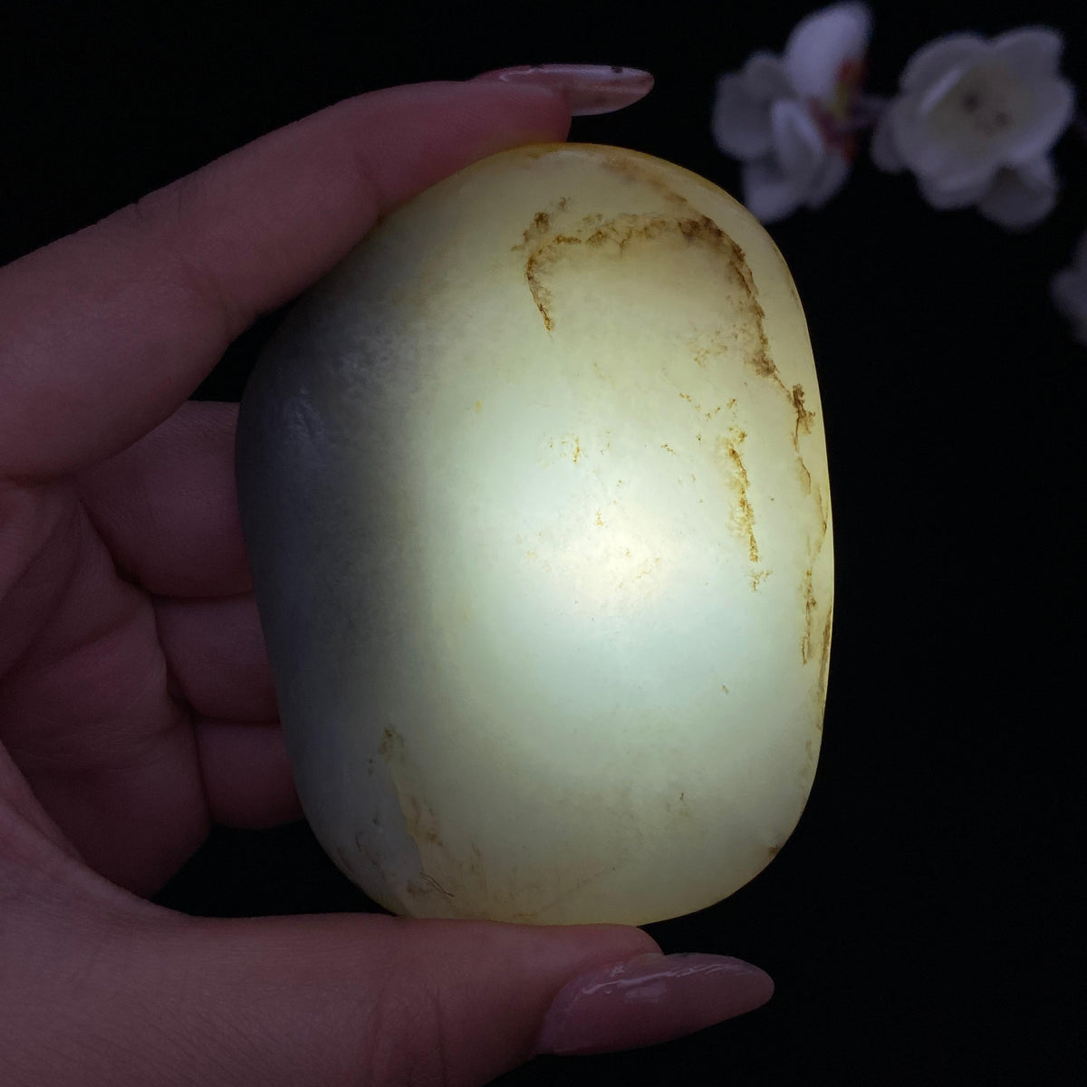 和田玉青花籽料手把件（110.2g）