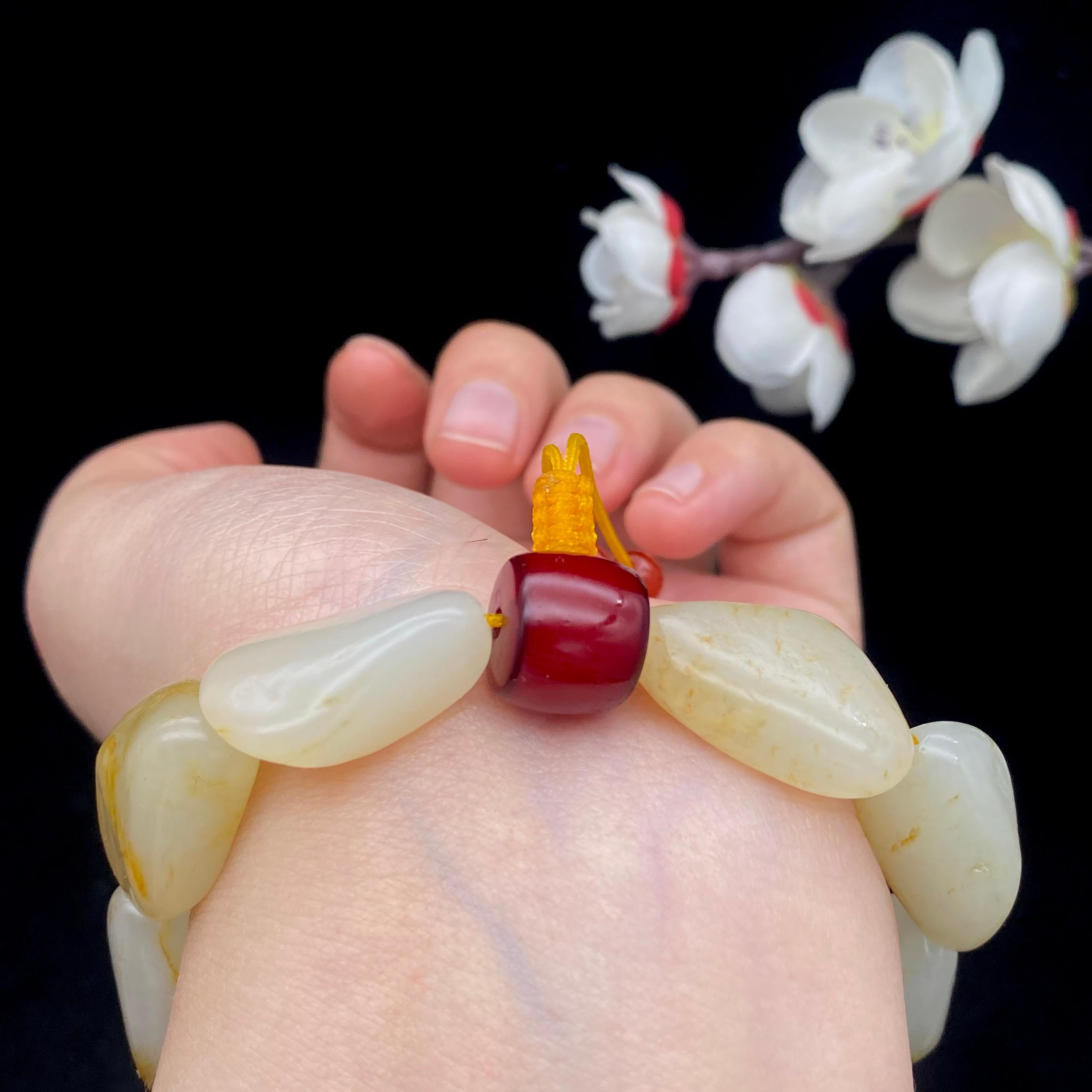 和田玉洒金皮籽料【精品手串】（49.8g）