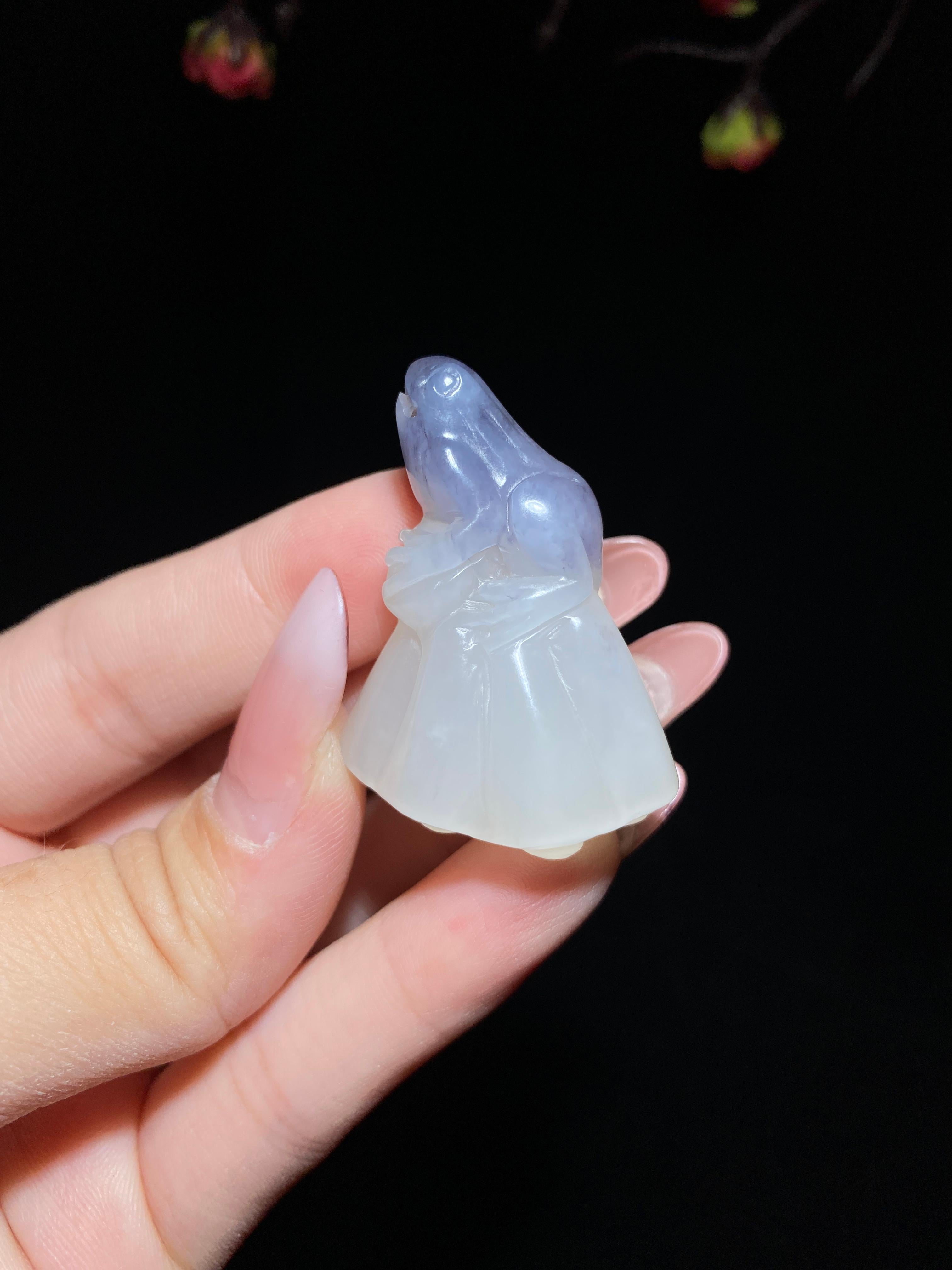 和田玉青花呱呱来财（18.1g）