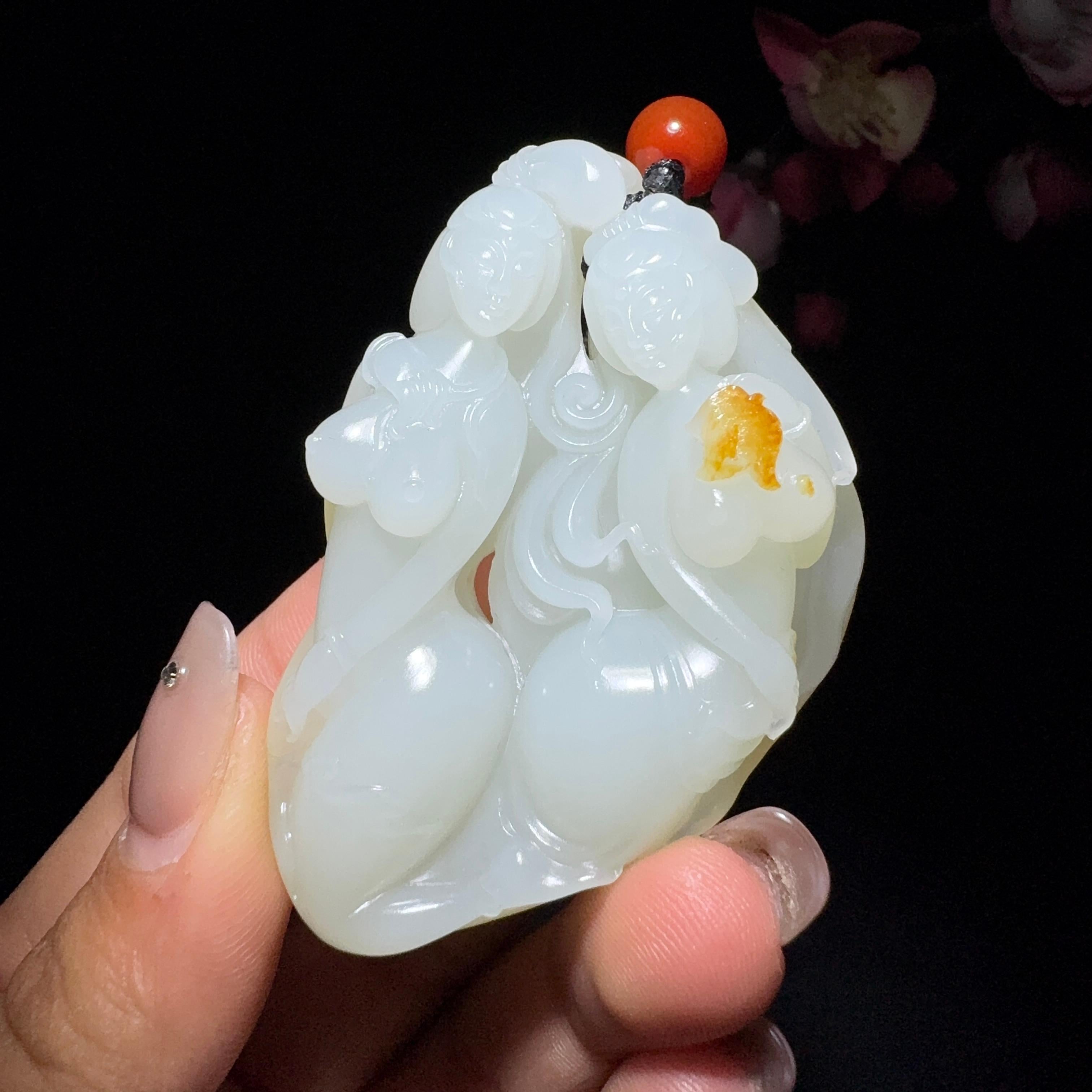 和田玉籽料玉贵人手把件（60.9g）