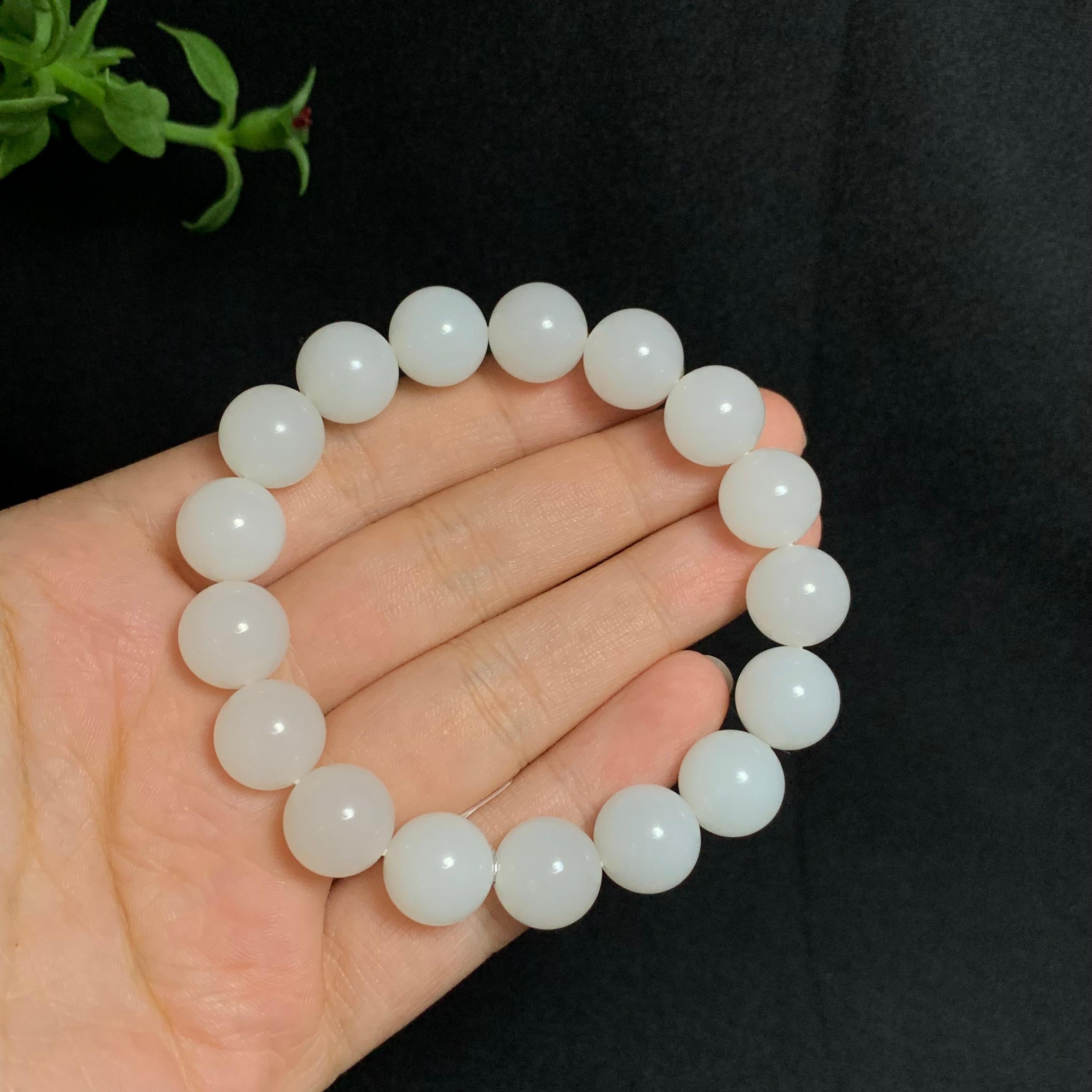 和田山料冰底白玉手串（45.0g）