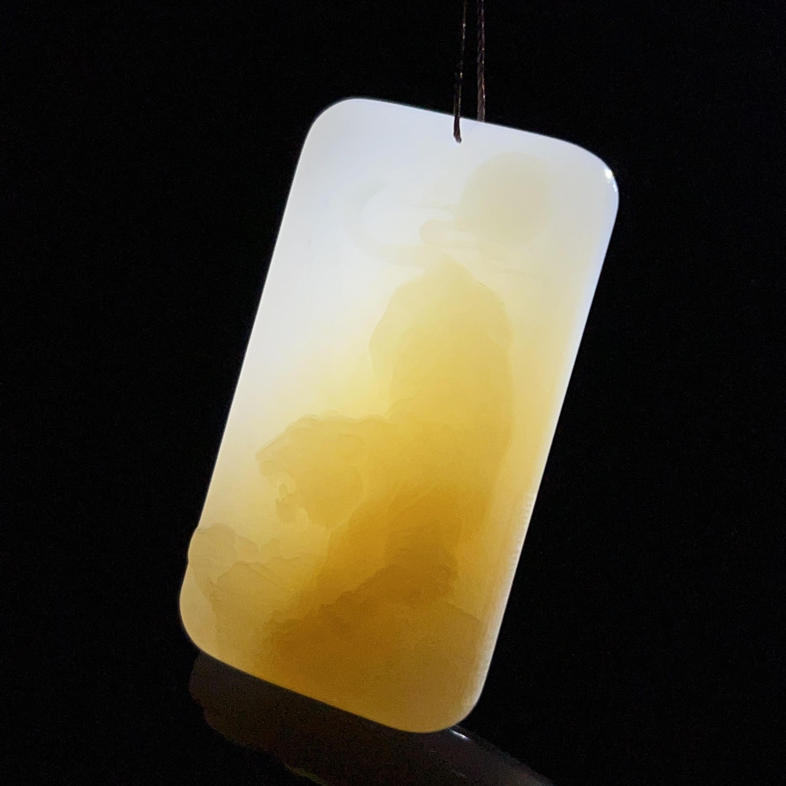 和田玉羊脂白玉糖白生肖虎牌（41.79g）