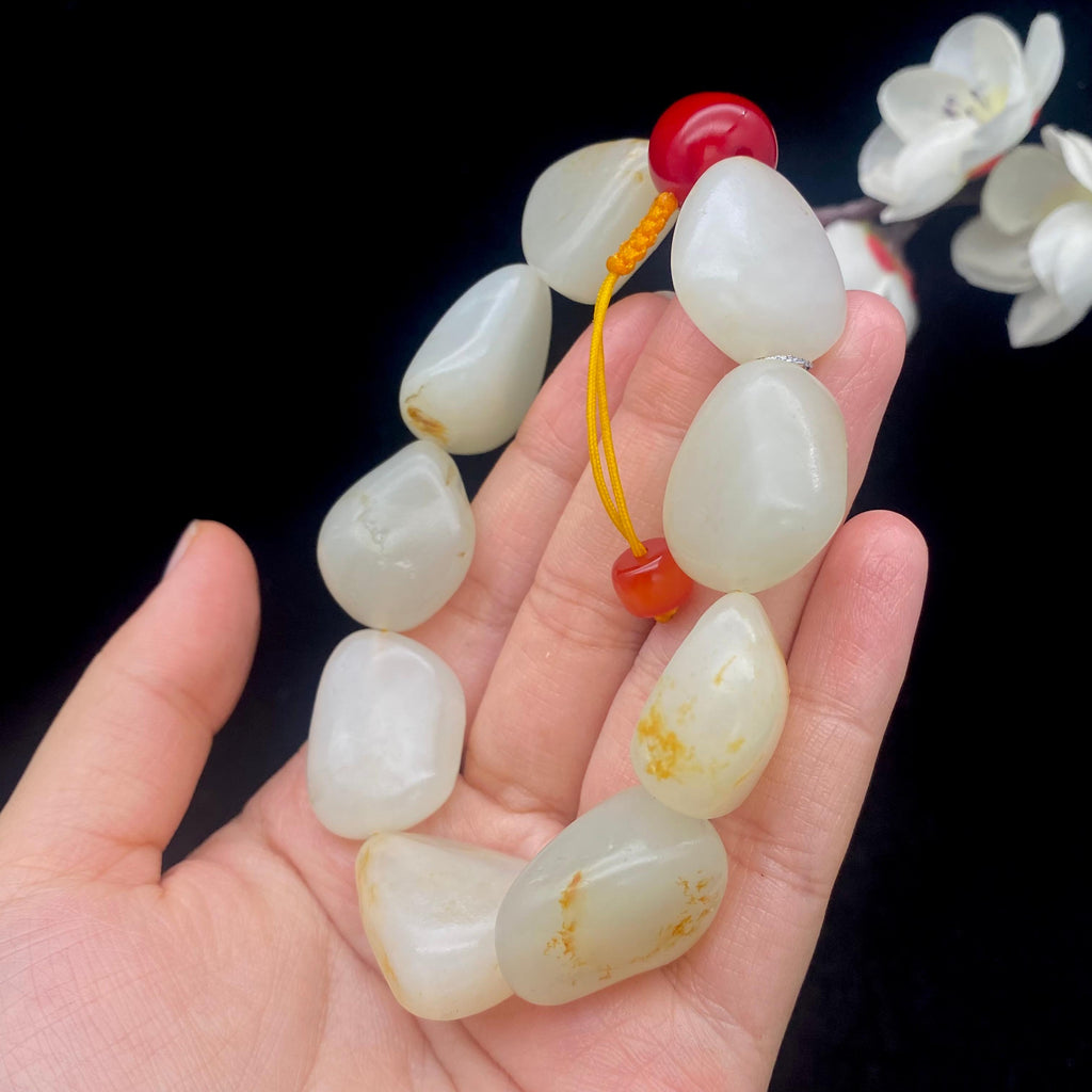 和田玉洒金皮籽料【精品手串】（81g）