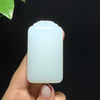 和田山料羊脂白玉无事牌挂件（68.7g）
