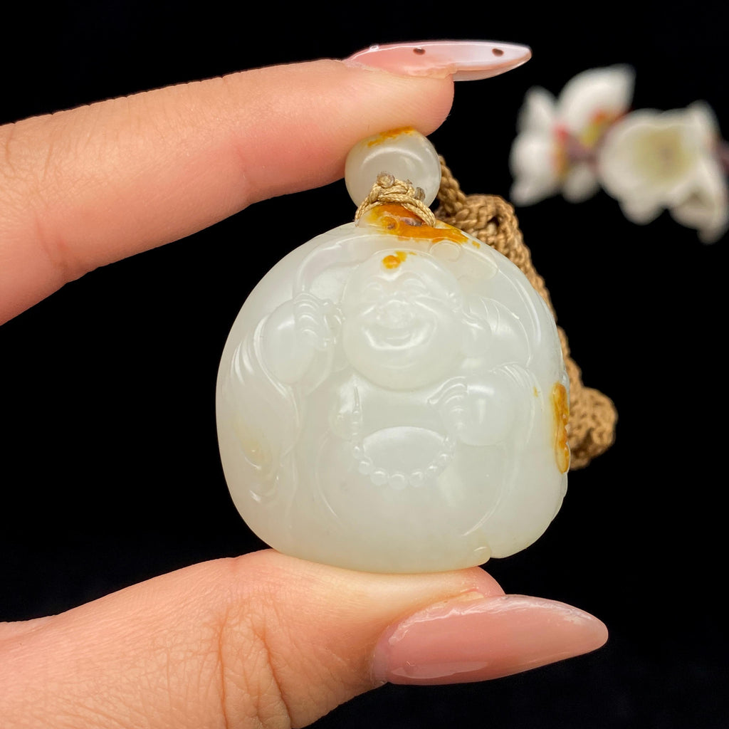 和田玉青花籽料【佛公】挂件（34g）
