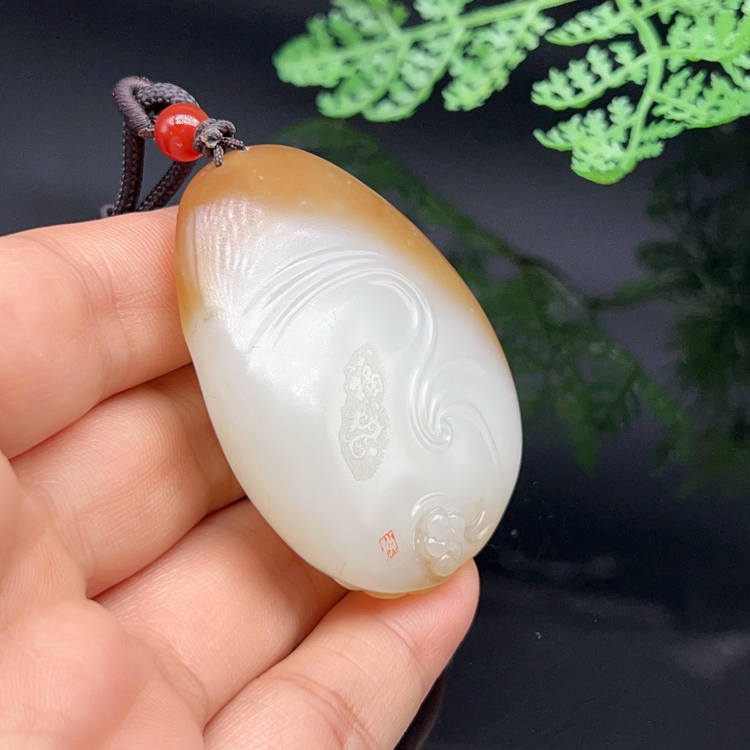 和田玉糖羊脂白玉马上有福马挂件（48.879g）