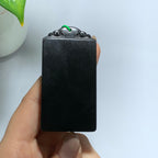 和田籽料黑青无事牌挂件（72.8g）