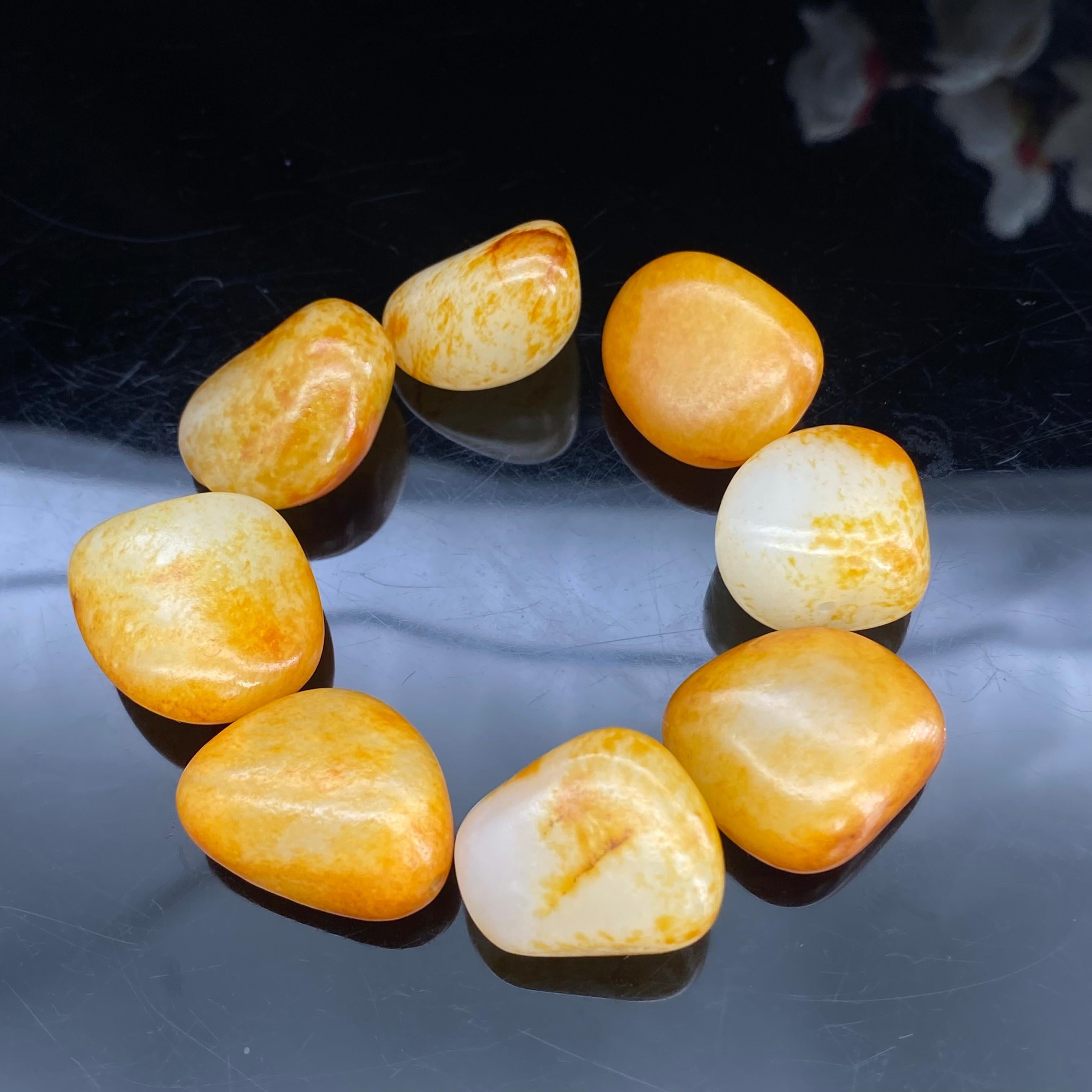 和田玉洒红皮【精品手串籽】（65.5g）