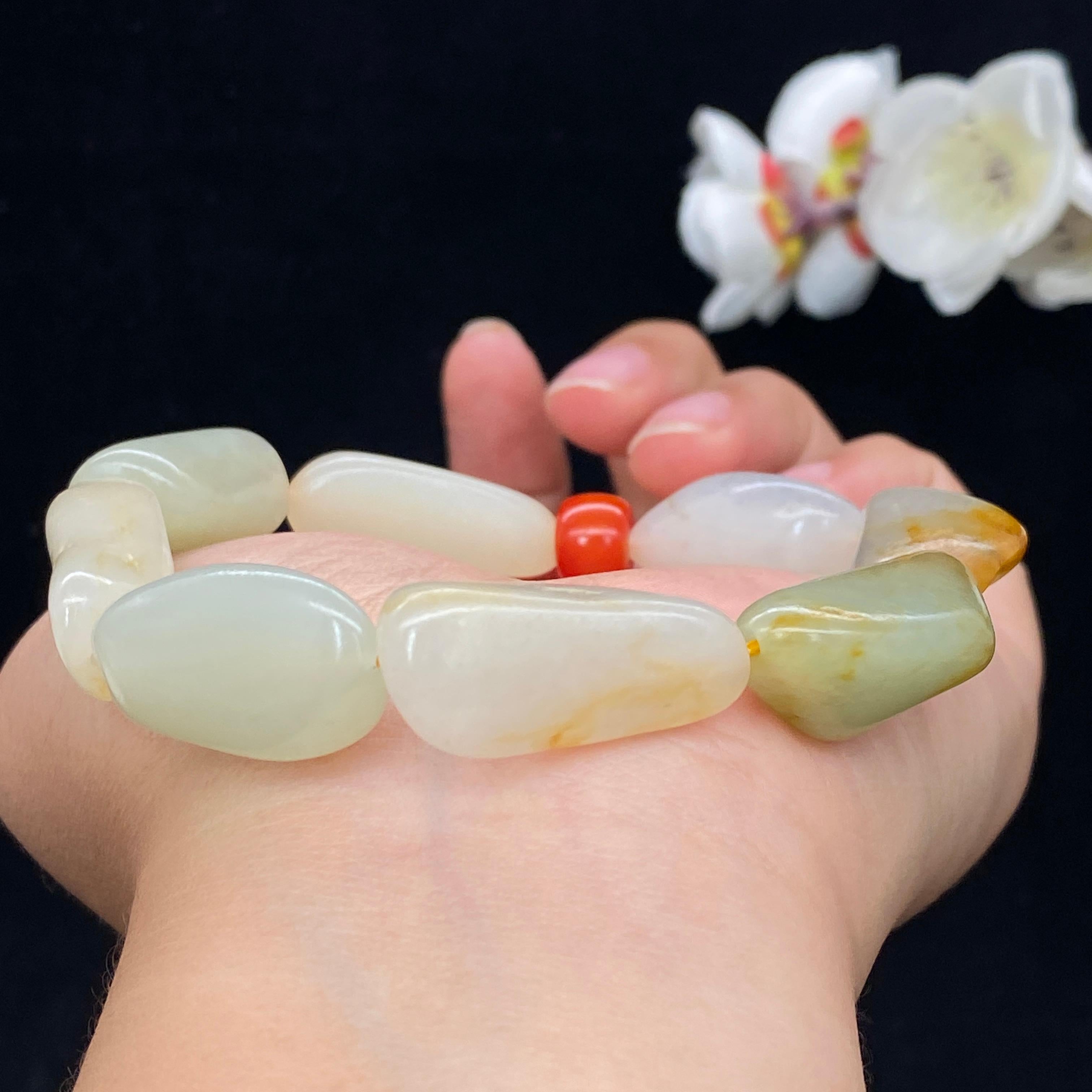 秒杀和田玉黄皮籽料【精品手串】（47.3g）