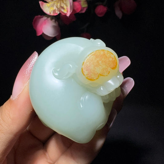 和田玉籽料貔貅小手把件（80.0g）