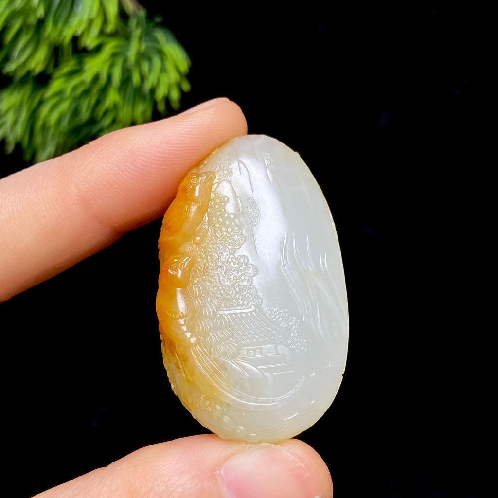 和田玉籽料山水花鸟（26.7g）
