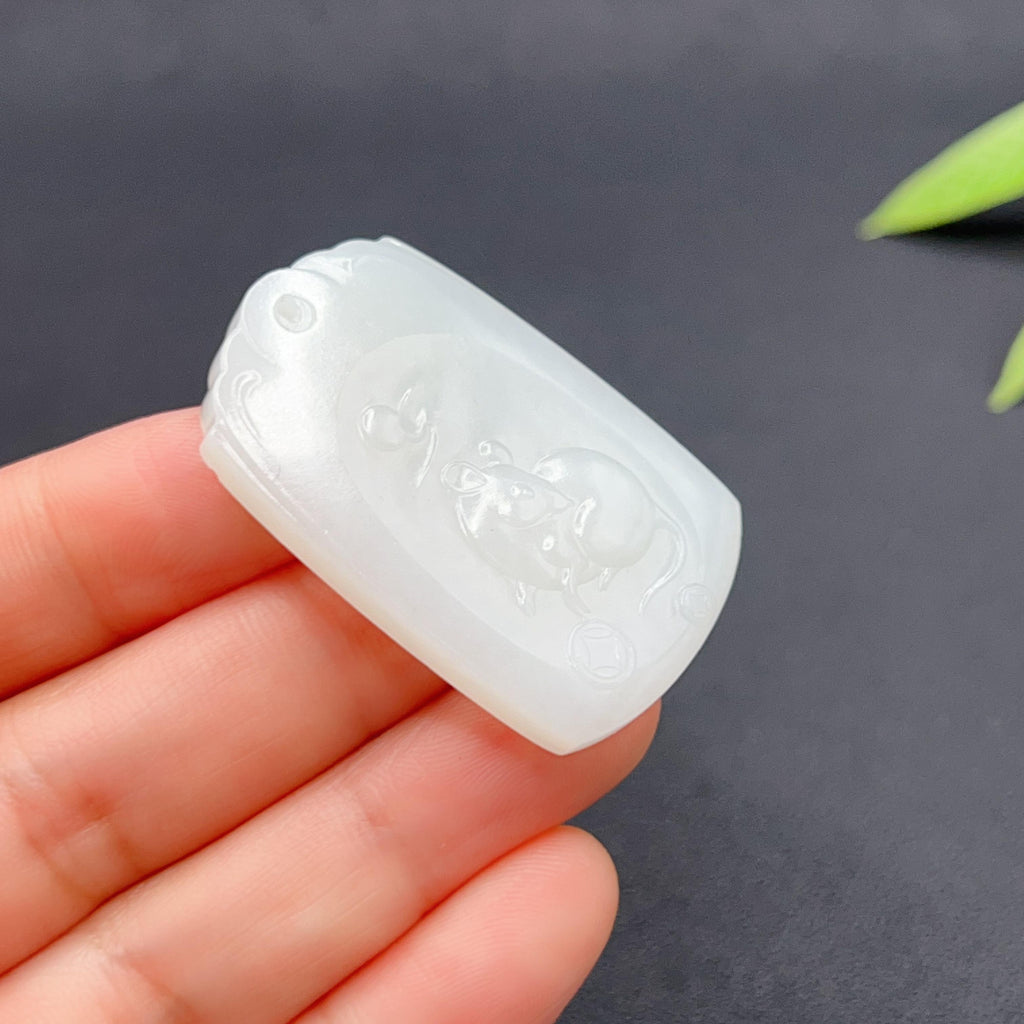 和田玉羊脂白玉生肖鼠玉牌（15.43g）