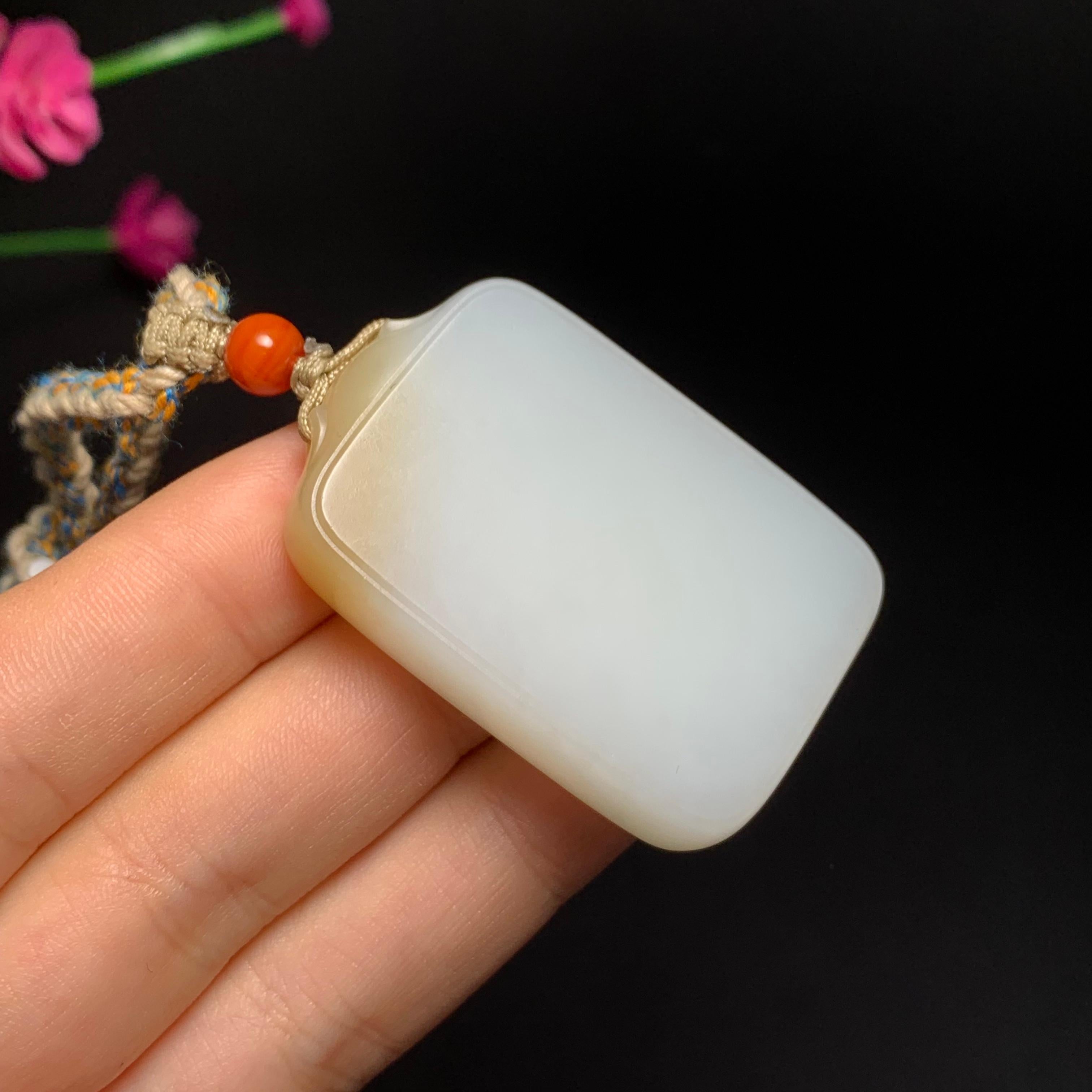 ”且末料高品质和田糖白玉无事牌（34.8g）