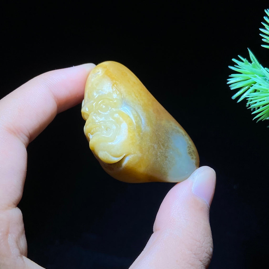 和田玉籽料兽面（34.6g）
