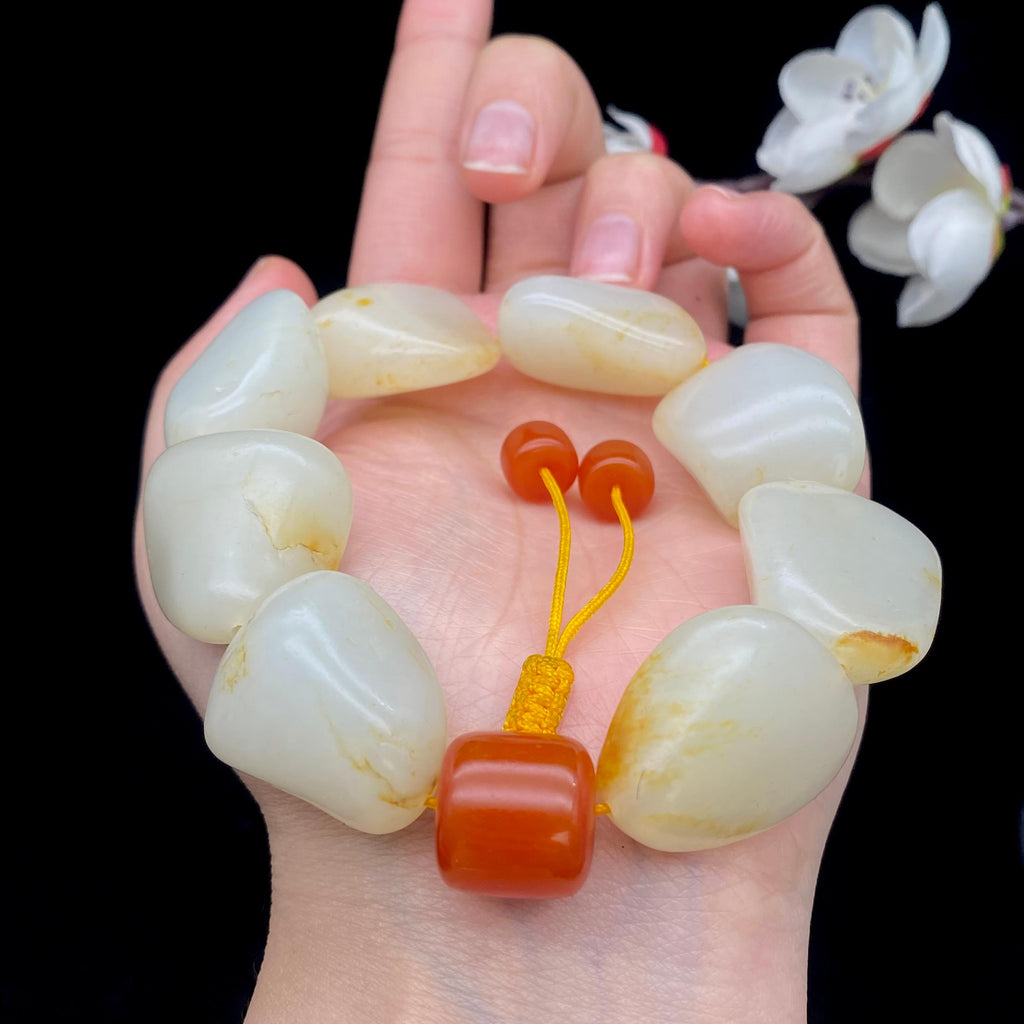和田玉洒金皮籽料【精品手串】（103.8g）