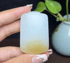 新疆和田玉且末料羊脂玉莲花平安无事牌（49.6g）