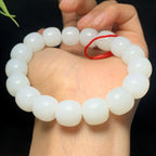 精品和田羊脂白玉老型珠手串（59.2g）