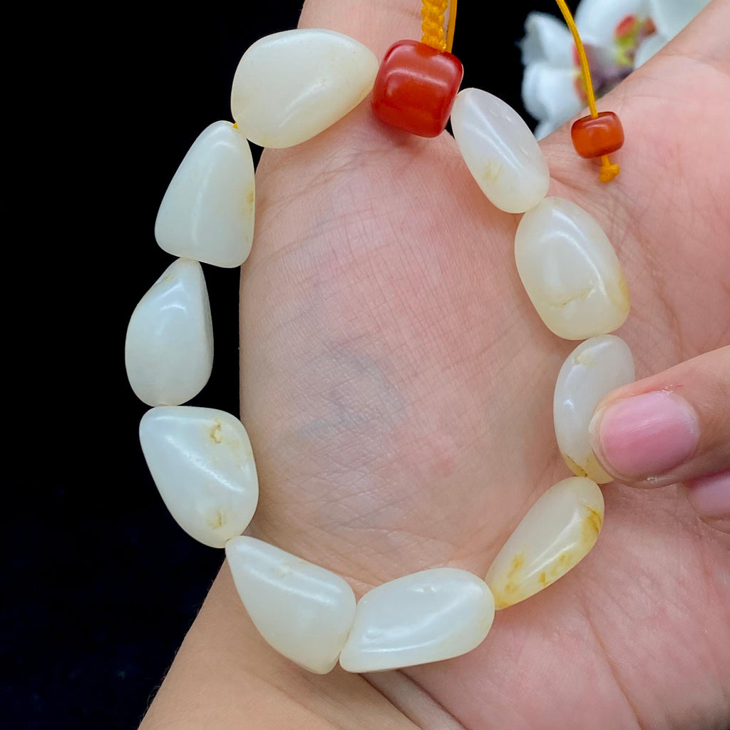 和田玉-黄皮籽料【精品手串】（44.8g）