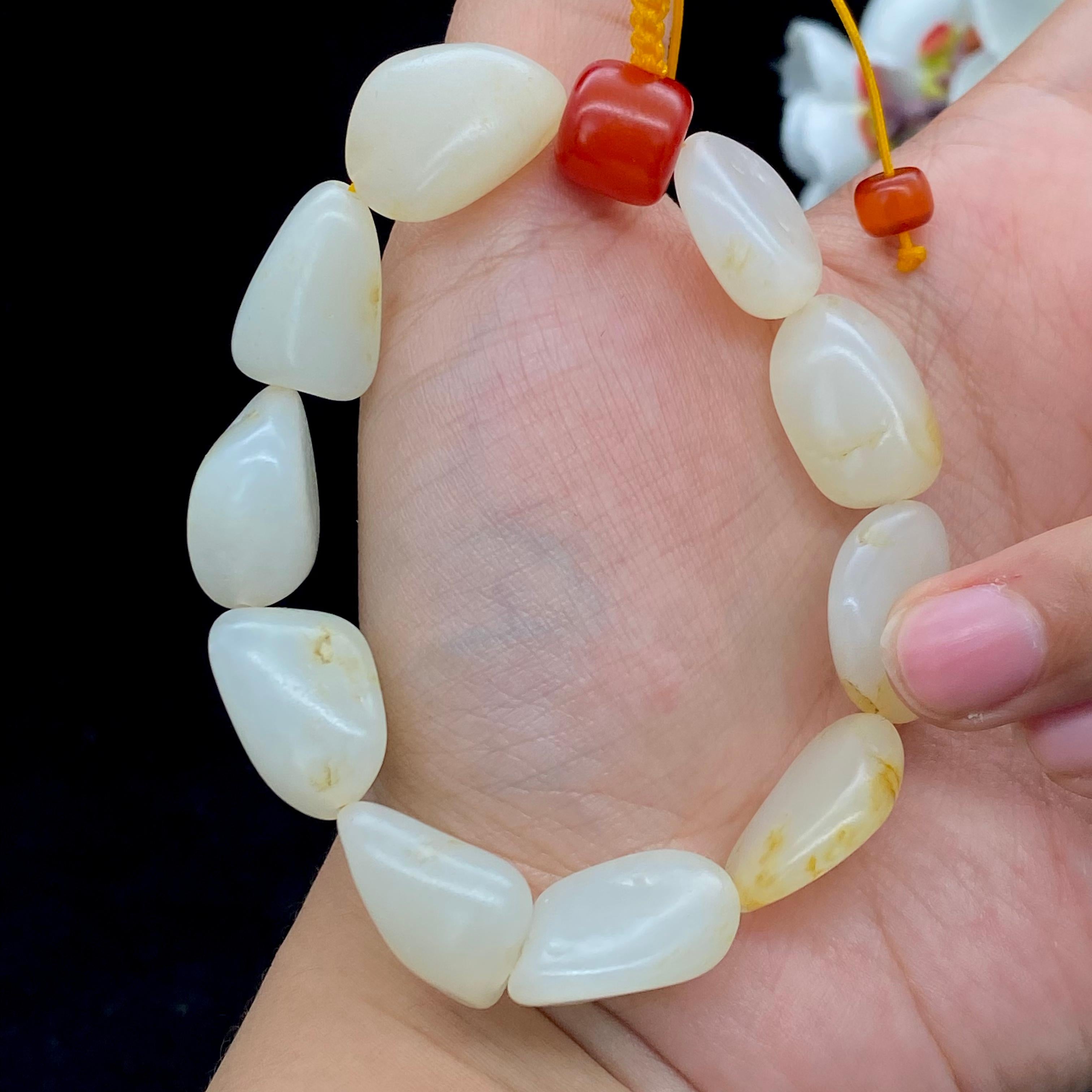 和田玉-黄皮籽料【精品手串】（44.8g）