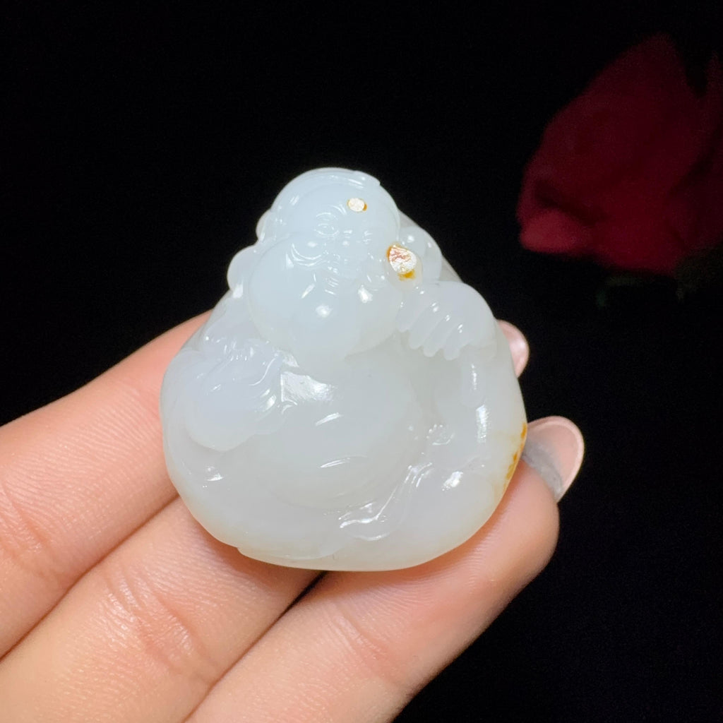 和田玉籽料羊脂财神挂件财神（35.1g）