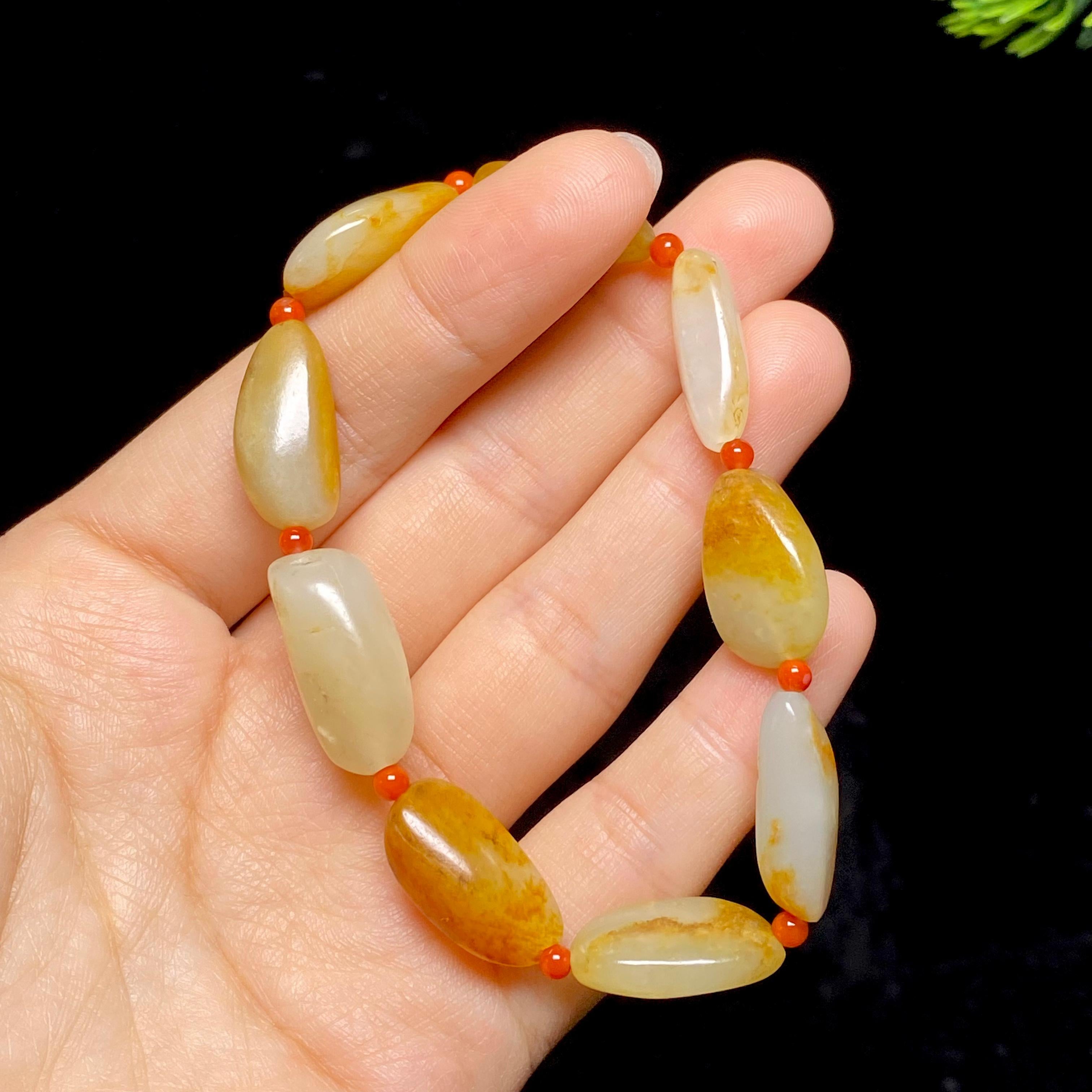 和田玉黄皮籽料手串（21.53g）