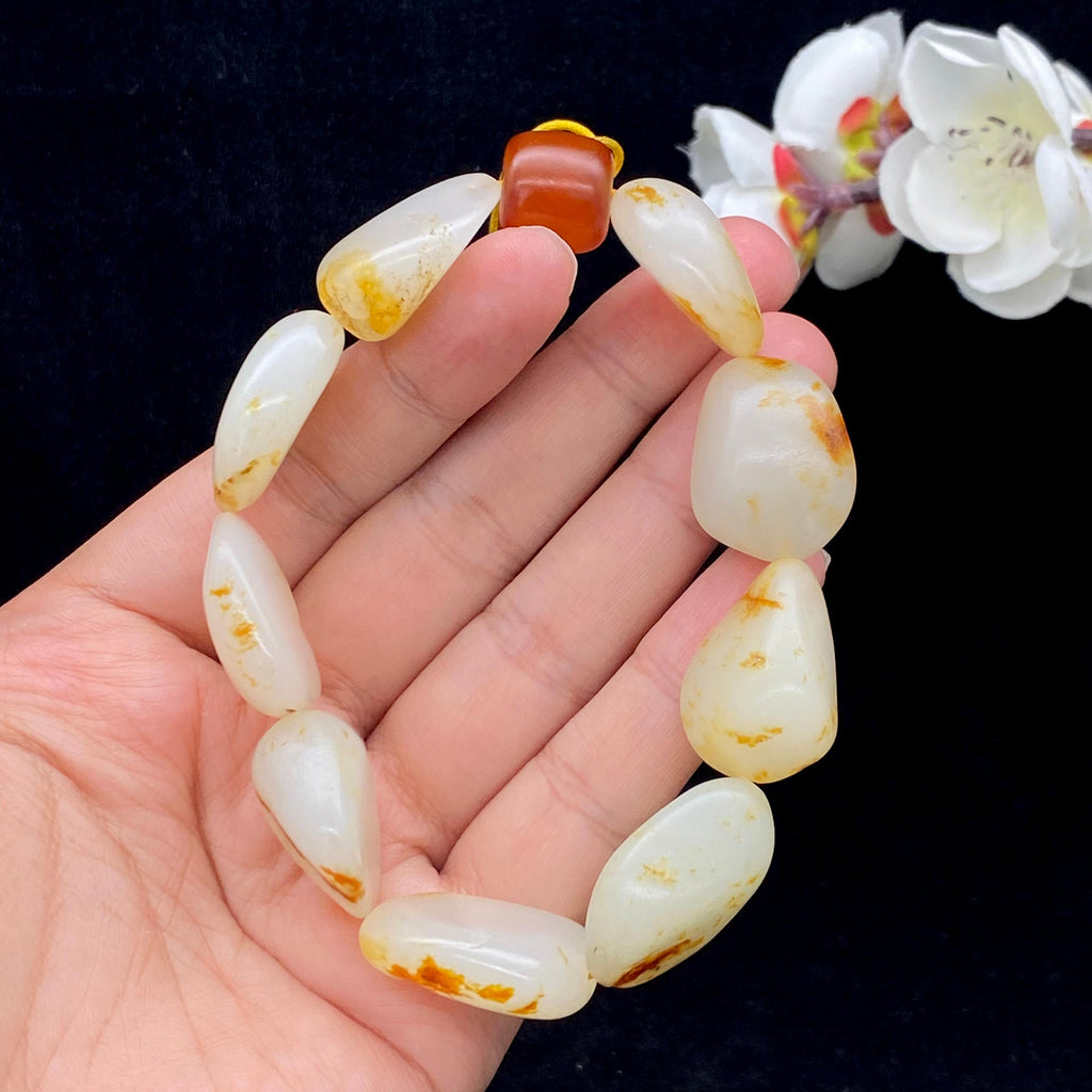 和田玉-洒红皮【精品手串】（63.4g）