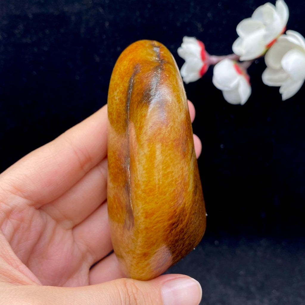 和田玉洒红皮籽料手把件（265.1g）