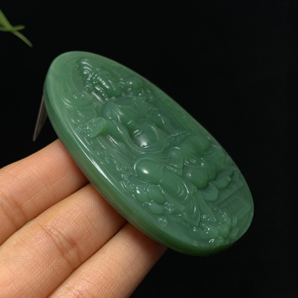 和田玉山料碧玉粉青观音牌（g）