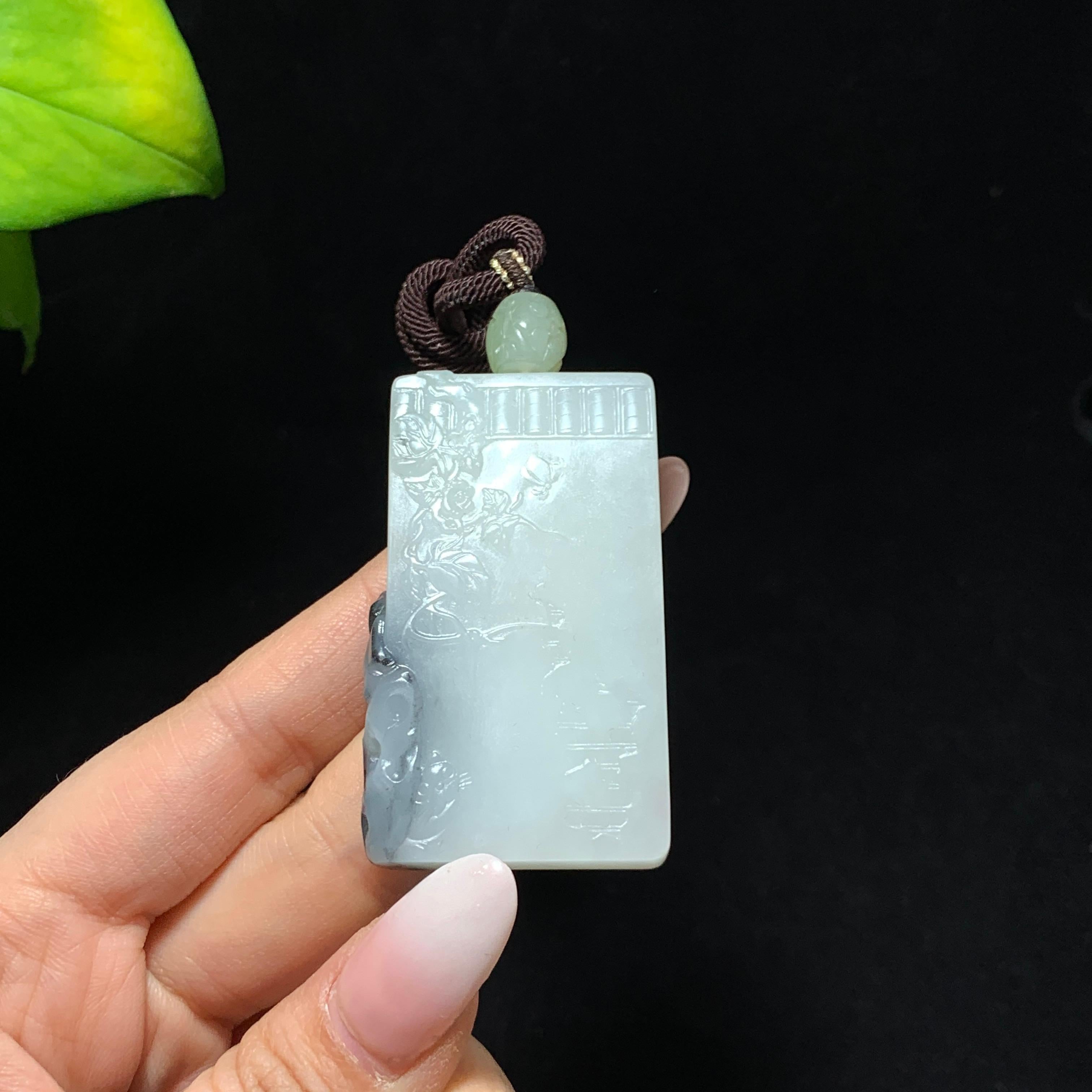 和田籽料《庭院春深·墨石生香》挂件（46.2g）