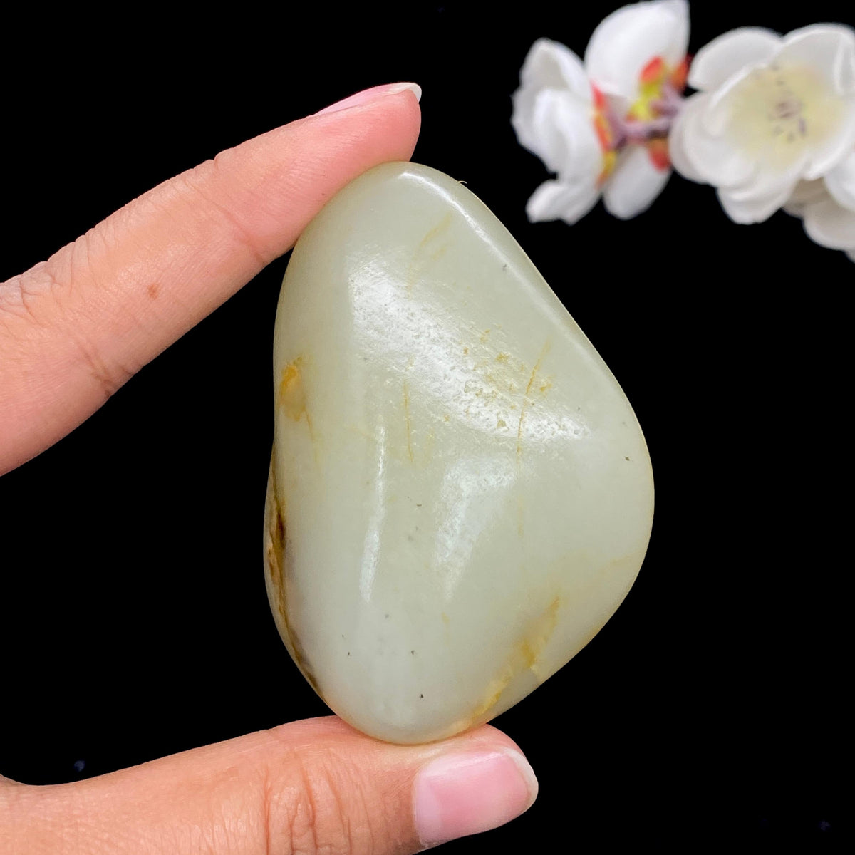 和田玉青白玉带洒金皮籽料（87g）