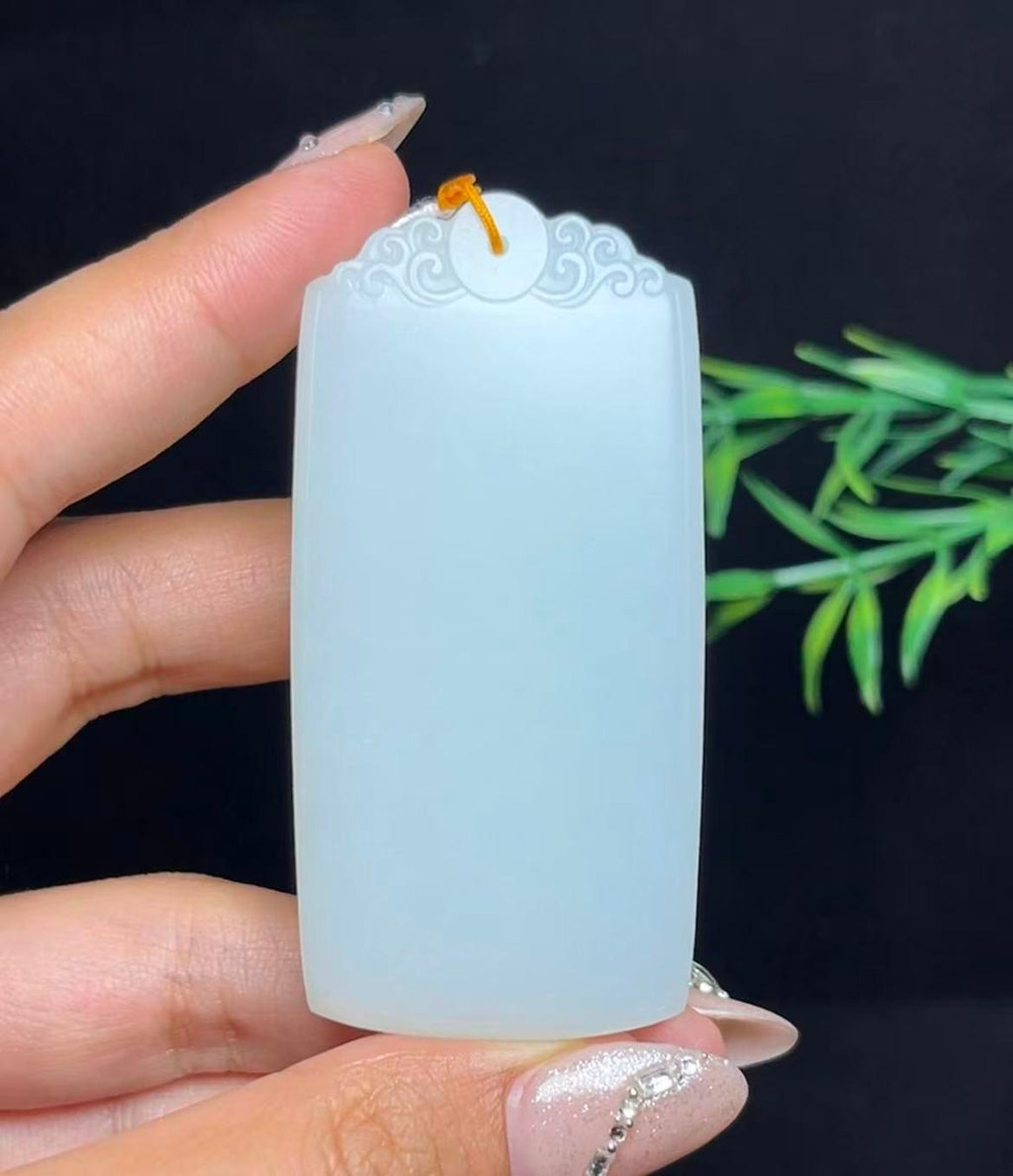 和田玉羊脂白玉平安无事牌（66.3g）