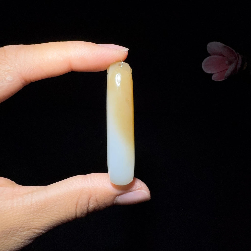 和田玉糖白水滴平安无事牌（35.7g）