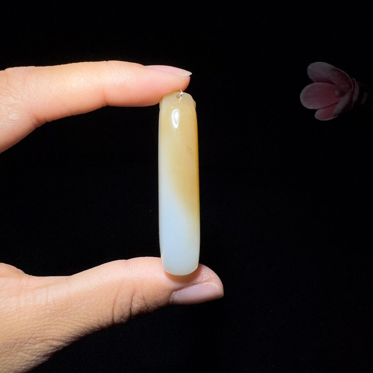 和田玉糖白水滴平安无事牌（35.7g）