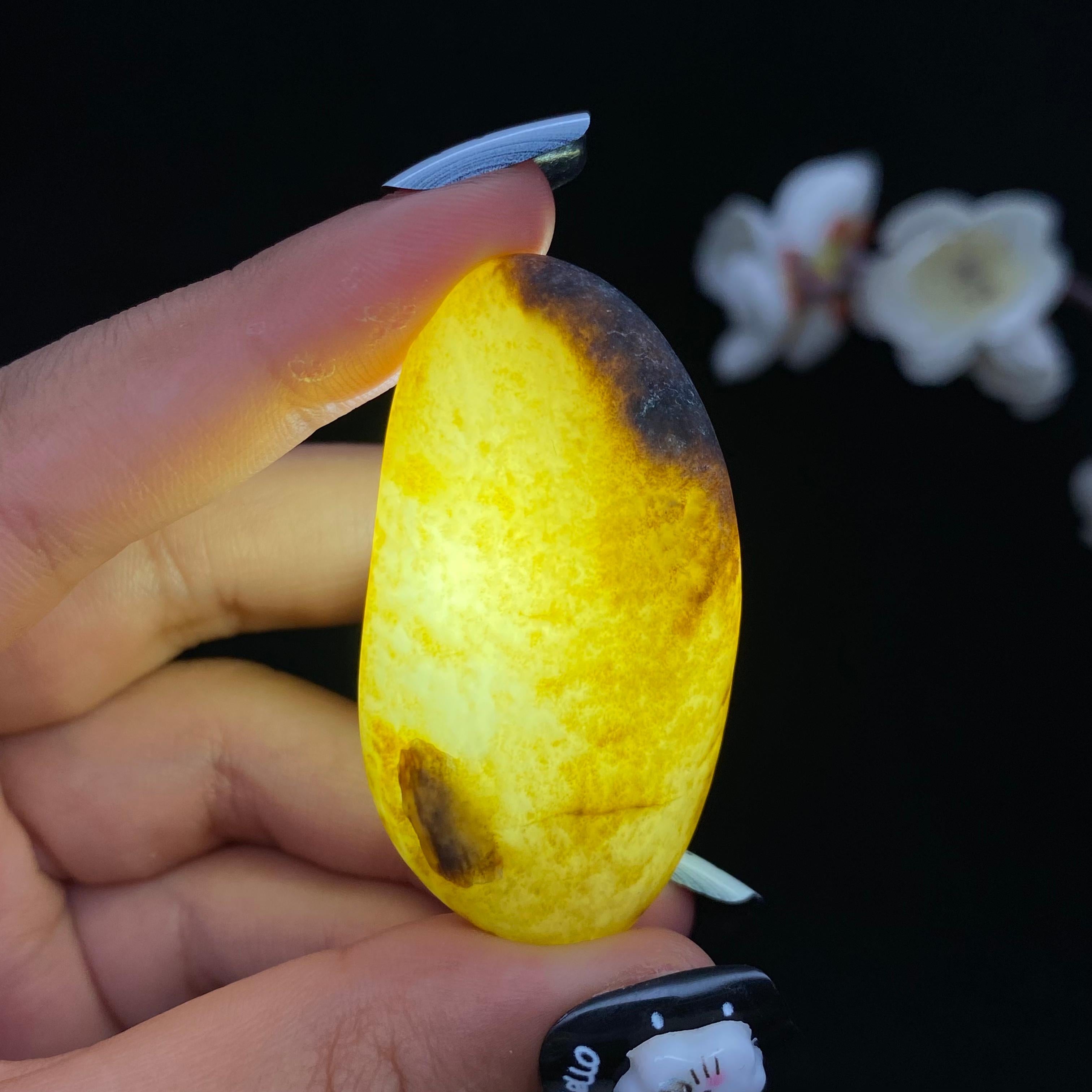 和田玉聚黑皮带秋梨籽料（27.7g）