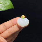 精品和田白玉金镶玉心挂件（12.5g）
